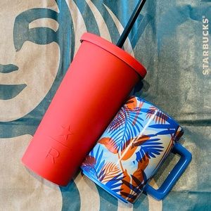 Starbucks RESERVE 2021 CORAL Tumbler & Leaves Mug
